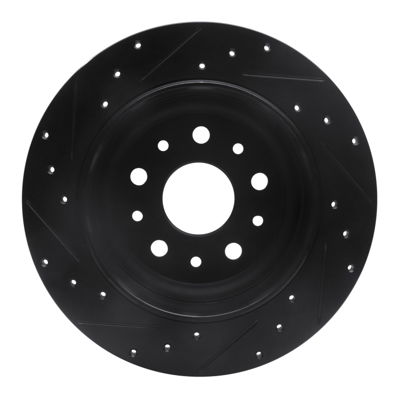 Jeep Wrangler Brake Rotor (1) - Rear Right - R1 Concepts - Drilled & Slotted - Black - `18-`25